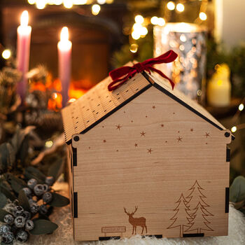 Personalised Christmas Eve Box Wooden House, 9 of 12