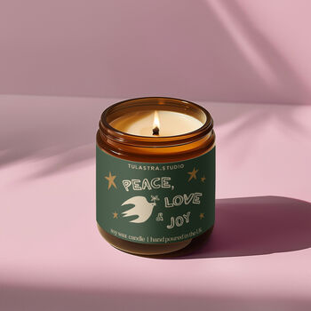 Peace, Love And Joy Scented Candle Christmas Gift, 3 of 10