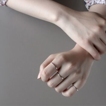 Sterling Silver Thin Band Adustable Ring, 2 of 4