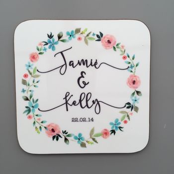 Personalised Wedding Floral Coasters, 3 of 4