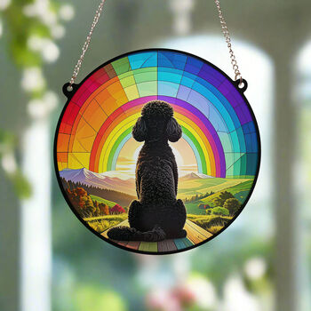 Poodle Rainbow Bridge Stained Glass Effect Suncatcher, 3 of 7