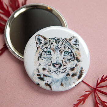 Inky Snow Leopard Compact Pocket Mirror, 3 of 5