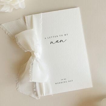 Luxury 'Letter To My Nan On My Wedding Day' Card, Elegant Calligraphy Design, 4 of 11