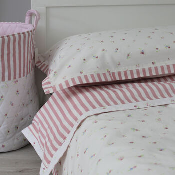 Floral Stripe Duvet Cover And Pillowcase Set Two Sizes, 10 of 12