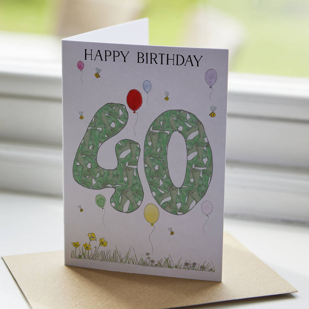 Personalised 40th Welly Birthday Card