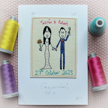 Personalised, Embroidered Wedding Card, 10 of 12
