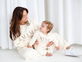 Mama Est Embroidered Personalised Jumper And Jogger Set Matching Mini Available, 12 of 12