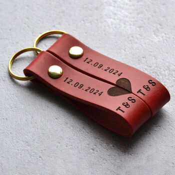 Personalised Couples Leather Keyring Set, 7 of 11