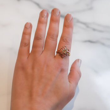 Vintage Vera Pink Stone Cluster Ring, 3 of 4