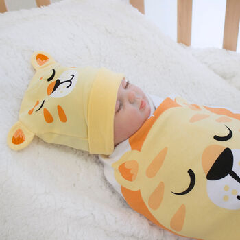 Lion Stretchie Swaddle And Beanie Set, 2 of 4