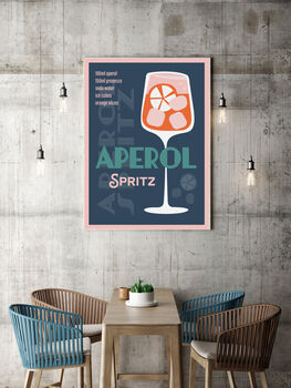 Aperol Spritz Cocktail Navy Art Print, 2 of 3