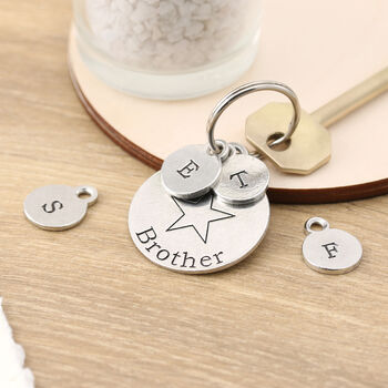 Gift For Brother Personalised Round Pewter Keyring, 2 of 5