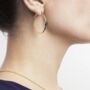 18k Gold Plated Blue Druzy Crystal Large Hoops, thumbnail 3 of 4