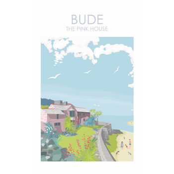 The Pink House Bude Cornwall Print, 4 of 5