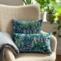 Luxury Super Soft Velvet Cushion Cottage Garden Teal, thumbnail 3 of 5