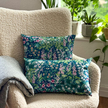 Luxury Super Soft Velvet Cushion Cottage Garden Teal, 3 of 5