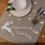 Personalised Linen Christmas Reindeer Table Runner, thumbnail 2 of 3