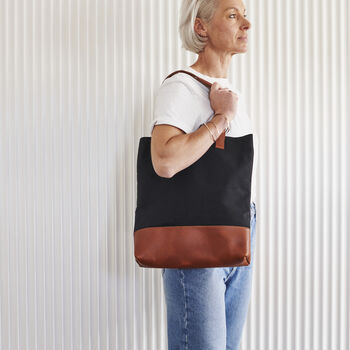 Personalised Canvas And Leather Tote Bag, 9 of 9