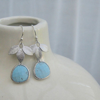 Turquoise Glass Drop Earrings, 2 of 4