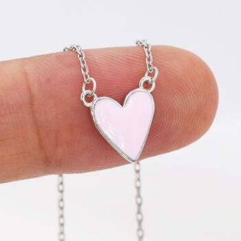 Pink Heart Pendant Necklace In Sterling Silver, 4 of 11