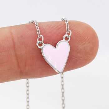 Pink Heart Pendant Necklace In Sterling Silver, 4 of 12