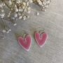 Bright Pink Statement Ceramic Heart Earrings, thumbnail 4 of 8