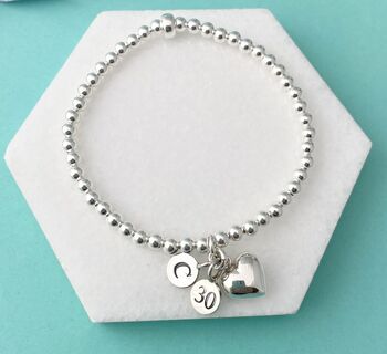 Personalised 30th Birthday Bracelet With Heart, 3 of 5