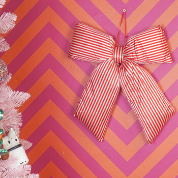 Large Striped Puffed Christmas Bow, 2 of 2