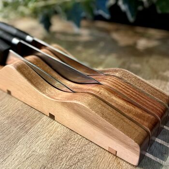 Personalised Acacia Wooden In Drawer Knife Block, 3 of 3