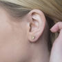 Solid 9ct Gold Tiny Double Heart Studs, thumbnail 2 of 5