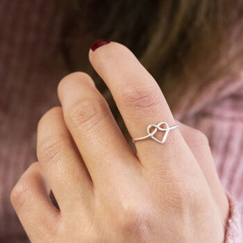 Sterling Silver Friendship Knot Heart Ring, 4 of 7