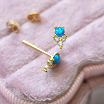 Tiny Opal Stacking Stud Earring, 3 of 5
