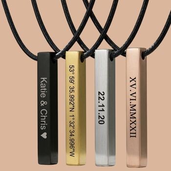 Personalised Rectangle Bar Necklace, 10 of 12