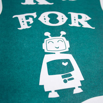R Is For Robot Alphabet Risograph Print, 3 of 4