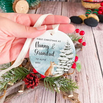 Nanny And Grandad Personalised First Christmas Ornament, 5 of 7