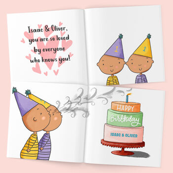 Personalised Twins First 1st Birthday Book, 10 of 10