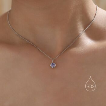 Sterling Silver Tanzanite Blue Cz Bubble Pendant Necklace, 2 of 12
