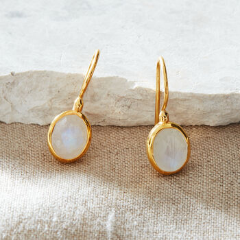 Labradorite Oval Gold Plated Silver Drop Earrings, 7 of 8