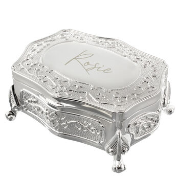 Personalised Small Engraved Antique Style Jewellery Box, 6 of 6