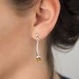 Sterling Silver Contemporary Amber Stud Drop Earrings, thumbnail 2 of 3