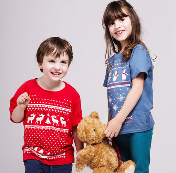 Childrens Festive Christmas Reindeer Tshirt, 2 of 5