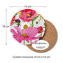 Round Coaster Floral Poppies Grey Heat And Stain Proof, thumbnail 2 of 11