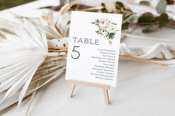 Seating Table Plan Cards Pink And White Peony Design, 5 of 6