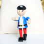 Three Wooden Flexible Pirates And Personalised Bag, thumbnail 4 of 4