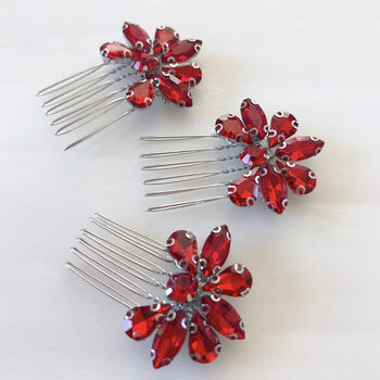 Red Crystal Hair Comb Set, 3 of 5