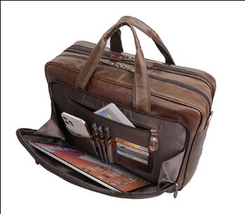 Genuine Leather Briefcase With Luggage Strap, 7 of 12
