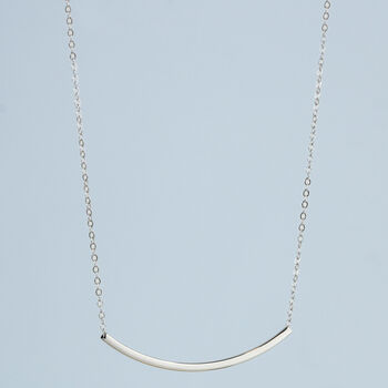 Sterling Silver Curved Bar Pendant Necklace, 3 of 4