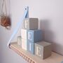 Pair Of Floating Nursery Shelves With Blue Cotton Straps, thumbnail 3 of 10