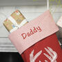 Personalised Red And White Stag Christmas Stocking, thumbnail 7 of 7