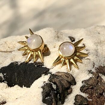 Total Eclipse Moonstone Earrings Silver/Gold Plated, 7 of 12